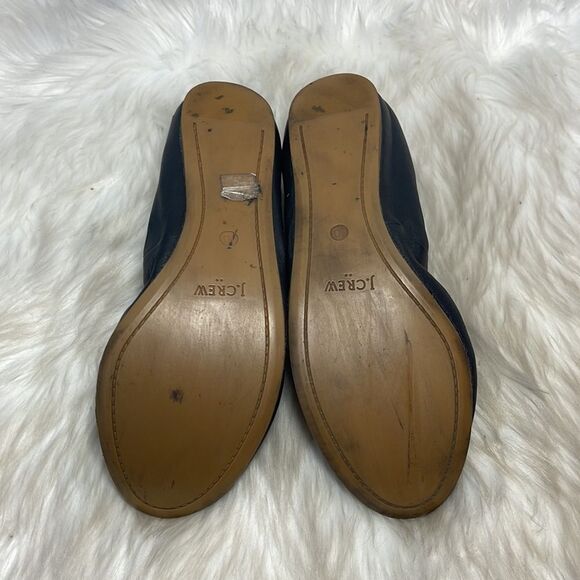 J. Crew Anya Black Leather Scrunch Ballerina Flats Sz 10 - Picture 6 of 6